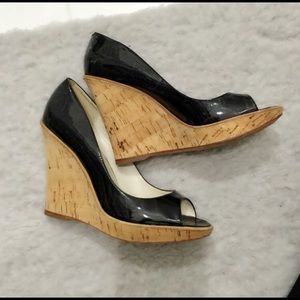 Black patent leather Aldo wedges.